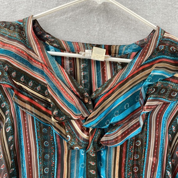 Vintage Icinoo The Silk Farm 100% Silk Art To Wear Top Blouse Womens Size 8 - Picture 9 of 16